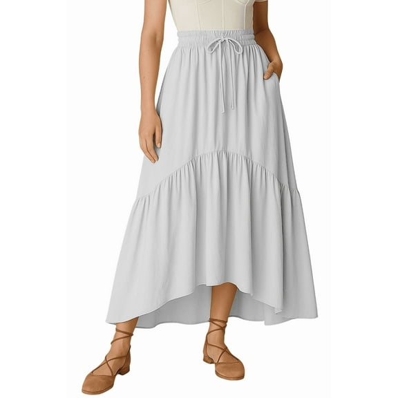 Moomaya Boho Skirt for Women | Rayon Renaissance Style Skirt with Elastic Waist & Pockets | Casual & Costume Ready