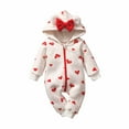 thumbnail image 2 of Lilgiuy Spring And Autumn Infant Toddler Baby Love Bow Zipper Shirt Long Sleeve Hooded Romper Thin Bodysuit Jumpsuit，White,0-3 Months for 2022, 2 of 5