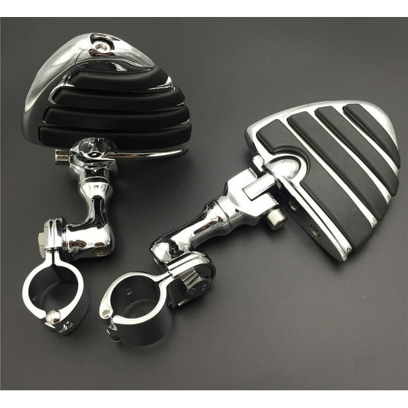 HTT-MOTOR Chrome Short Peg Mounting Kit with U Shape Foot Peg Footrest For Bike with 1-1/2 inch (1.5") Front Engine Guard Frame Tube Iron 883 Electra Glide Ultra Road King FLHR