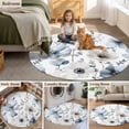 thumbnail image 5 of Round Rugs 5Ft, Blue Grey Spring Floral Round Area Rug Washable Indoor Throw Carpet, Summer Flowers Botanical Soft Non Slip Circle Rug for Cabinet Bathroom Home Decor Aesthetic, 5 of 8
