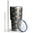 thumbnail image 2 of 30oz Blue Highland Cow Flower Pattern Tumblers Stainless Steel Tumbler with Lid and Straw,Vacuum Insulated Double Wall Travel Tumbler Cups Mug with Cleaning Brush for Coffee,Tea, 2 of 7