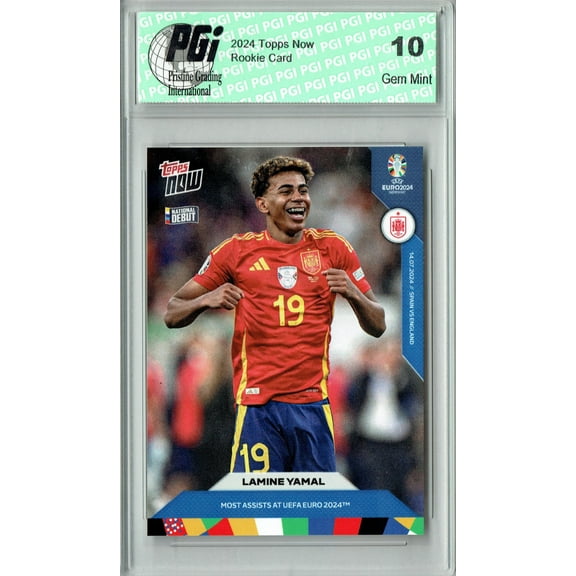 Lamine Yamal 2024 Topps Now #67 Most Assists at Euro Spain Rookie Card PGI 10