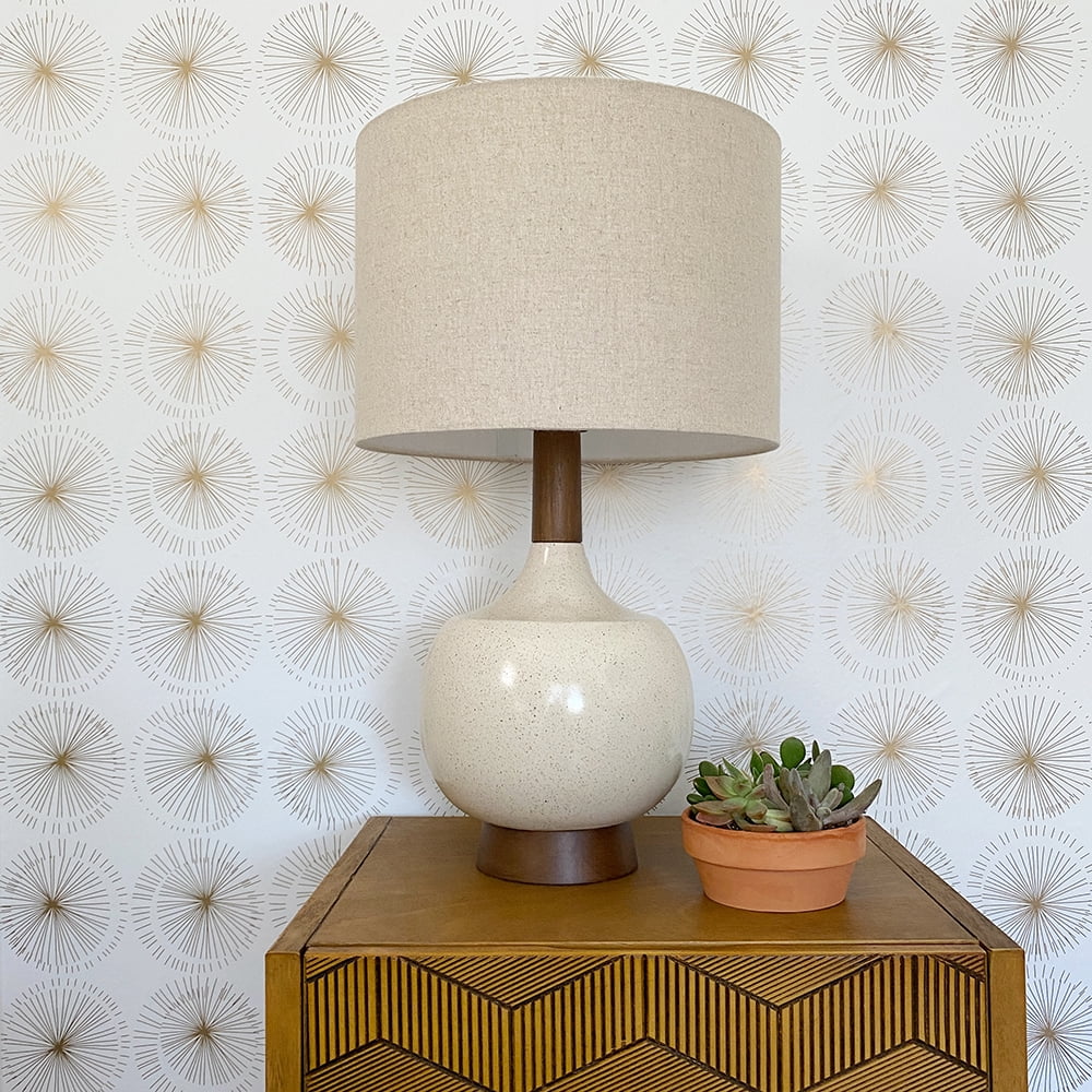 Tempaper Goodbye Moon White & Metallic Gold Peel and Stick Wallpaper, 20.5" x 16.5'
