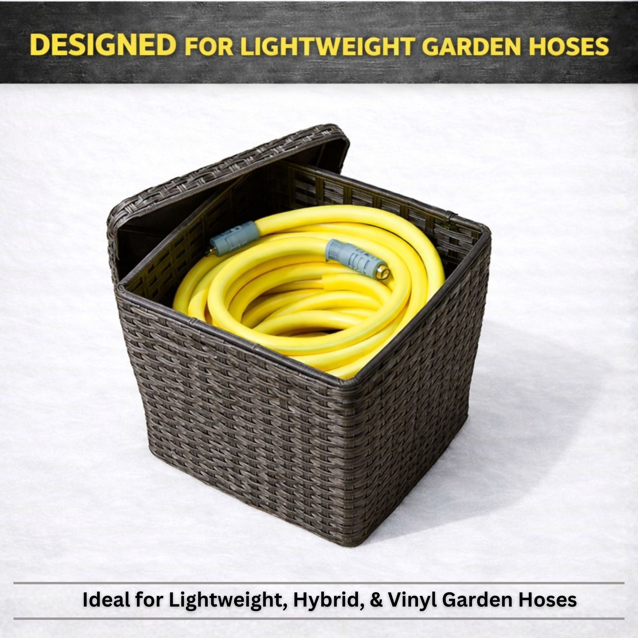 Real Hose Storage Outdoor Garden Hose Storage Holder, Decorative Garden Hose Storage Box, Storage for Garden Tools, Garden Hose, Lawn and Garden Products, 200ft Hose Capacity