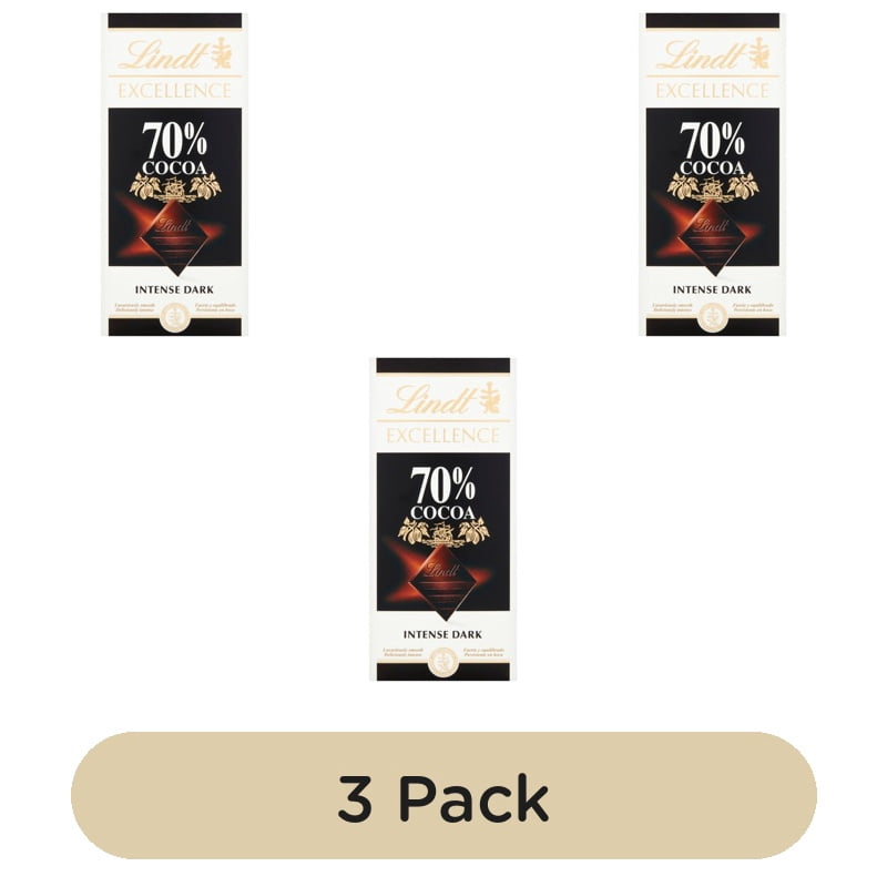 Lindt Excellence 70% Cocoa Dark Chocolate Bar 100g, British Import (Pack of 3)