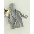 thumbnail image 3 of hirigin Toddler Kids Girls Coat Solid Color Lapel Long Sleeve Double Pockets Jacket Autumn Winter Fashion Warm Outerwear with Hat, 3 of 7