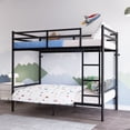 thumbnail image 3 of Leumius Twin Over Twin Metal Bunk Bed,Heavy Duty Bed Frame with Ladder and Guardrail for Bedroom, Dorm, Easy Assembly,Space-Saving,Black, 3 of 9