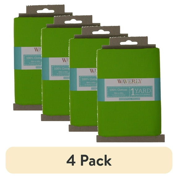 (4 pack) Waverly Inspirations 1 Yard Cut 100% Cotton Solids Fabric, Bright Green, 44" Wide for Quilting & Sewing