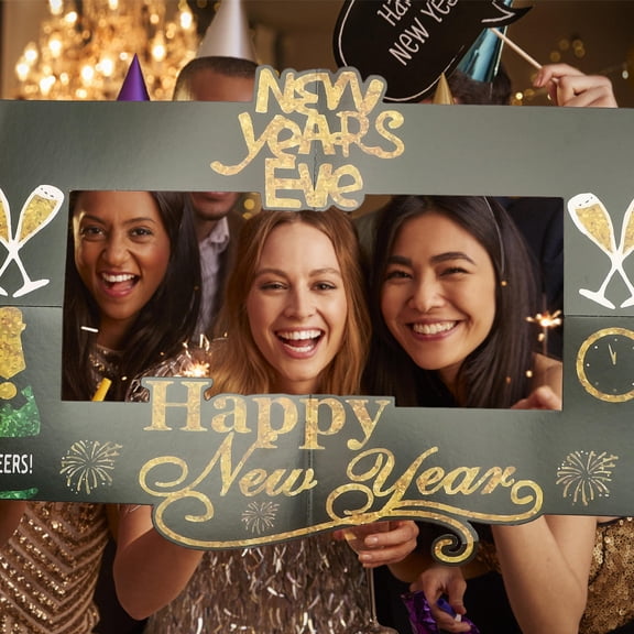 Toddmomy 48X68cm Rectangle Paper Photo Frame for New Year Eve Photo Props Multi Color Festive Design 1Pack