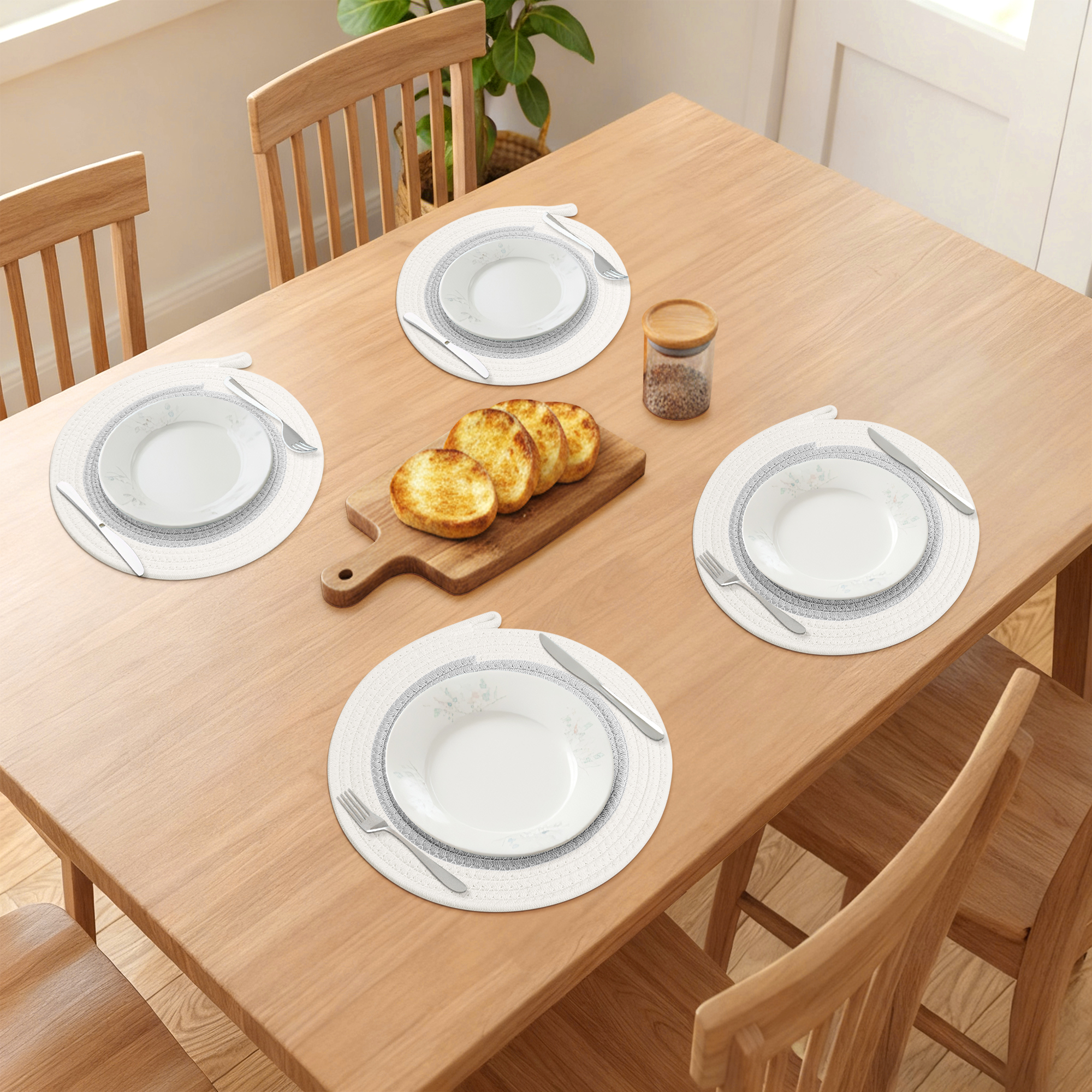 Unique Bargains Set of 6 Farmhouse Placemats for Dining Table Decor Indoor Outdoor Gray
