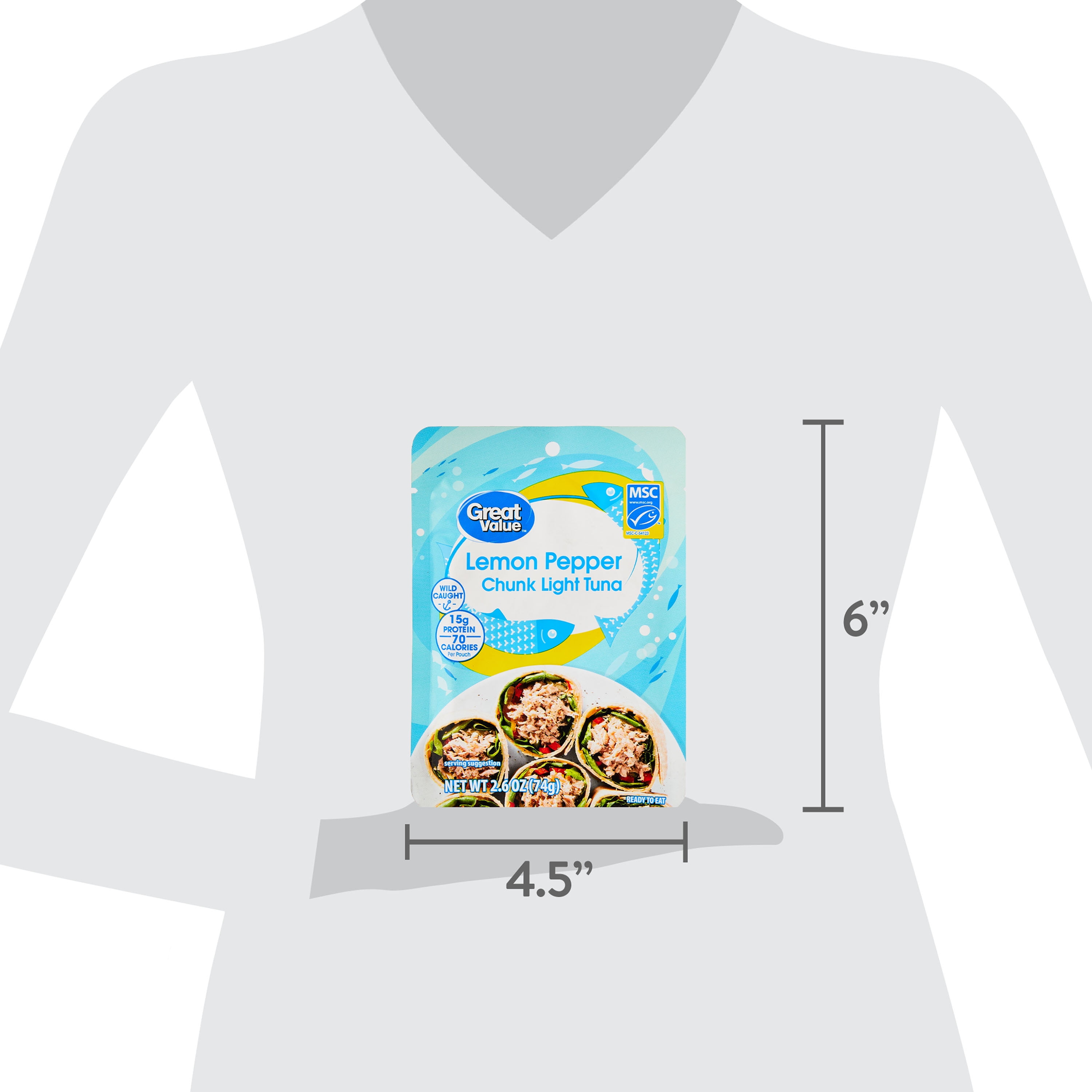 Great Value Chunk Light Tuna, Lemon Pepper, 2.6 oz Pouch