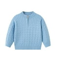 thumbnail image 4 of Otqutp Boys Quarter Zip Pullover Sweater Ribbed Knit Mock Neck Cable Sweaters Long Sleeve Fall Winter Warm Clothes for Kids, 4 of 9