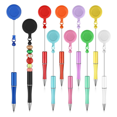 thumbnail image 1 of 10pcs Bead Pens Black Ink Ballpoint Pen DIY Pen Retractable Badge Roller Pen Ballpoint Pen for Students Teachers School, 1 of 6