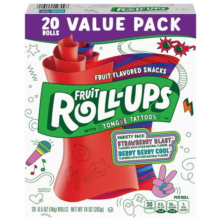 3 Pack of Betty Crocker Fruit Roll-Ups Fruit Snacks Variety Pack - 20 ct (Packaging Varies)
