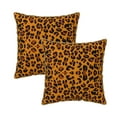 thumbnail image 1 of Velvet Decorative Throw Pillow Covers Set of 2, Soft Square Cushion Cover with Invisible Zipper Orange Leopard Skin Texture Printing, 18"x18", 1 of 7