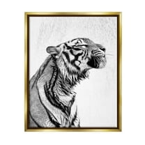 Stupell Industries Tiger Bathroom Splash Animals & Insects Painting Gold Floater Framed Canvas Art Print Wall Art, 25 x 31
