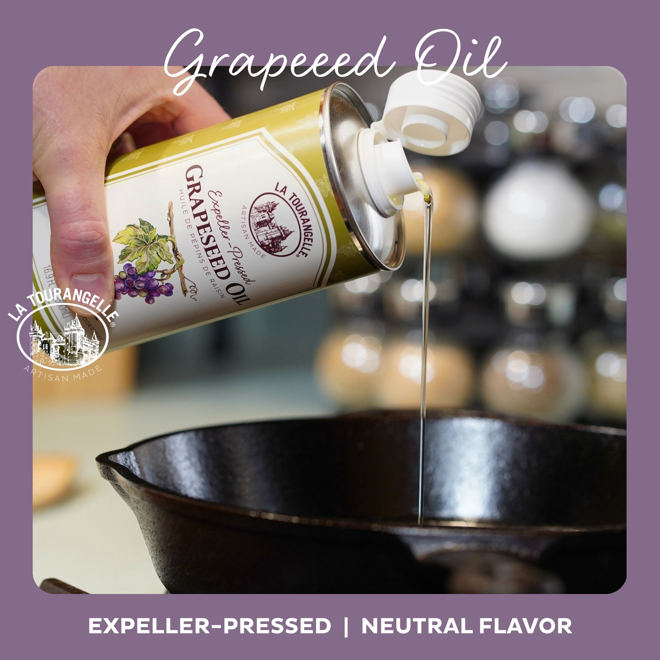 (3 pack) La Tourangelle Grapeseed Oil, Expeller-Pressed 16.9 fl oz
