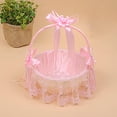 thumbnail image 6 of Satin Ribbons Basket Lace Bow Flower Girl Baskets for Ceremony Bride Parties Pink, 6 of 8