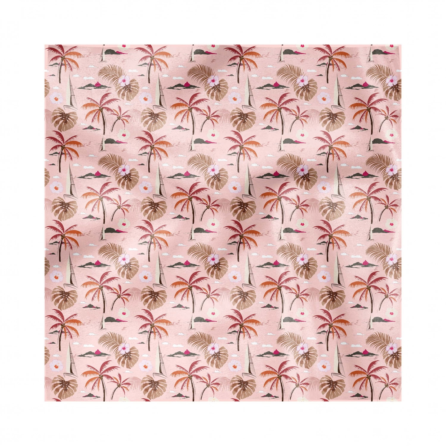 Tropical Napkins Set of 4, Tropical Blossoms Themed Palms Flowers