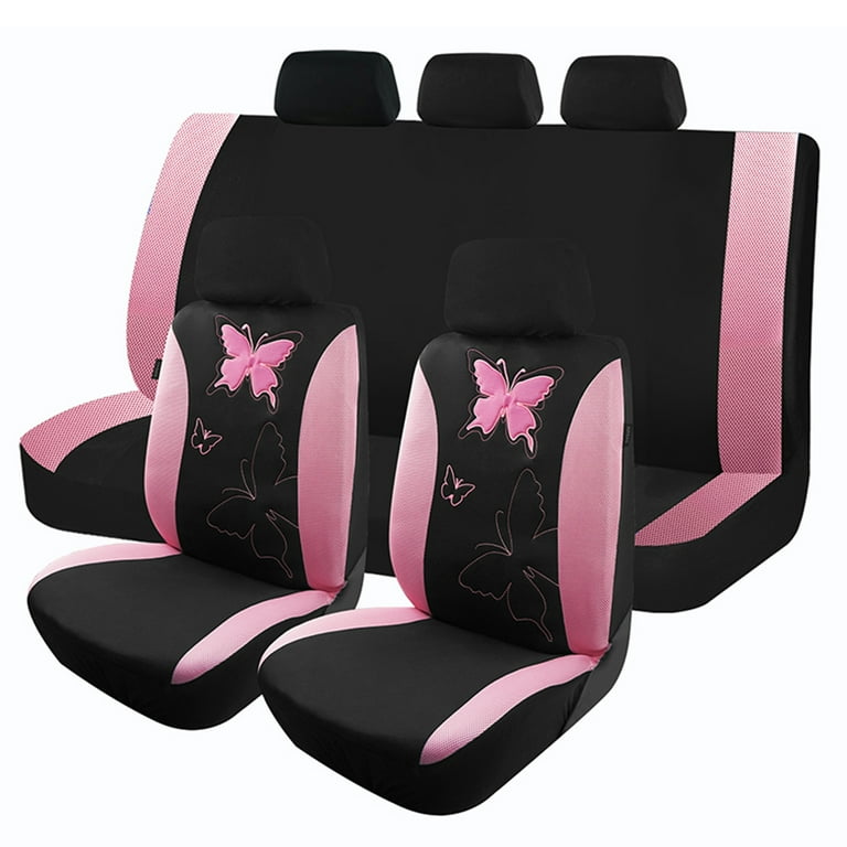 Otoez Butterfly Cloth Seat Cover Set, Pink Full 5-Seat photo 1