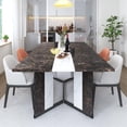 thumbnail image 6 of 71" Luxurious Marble Dining Table for 6-10 People, Modern 6ft Large Gaming Computer Desk Family Rectangular Dinner Table with Adjustable Leg(Marble Brown), 6 of 9