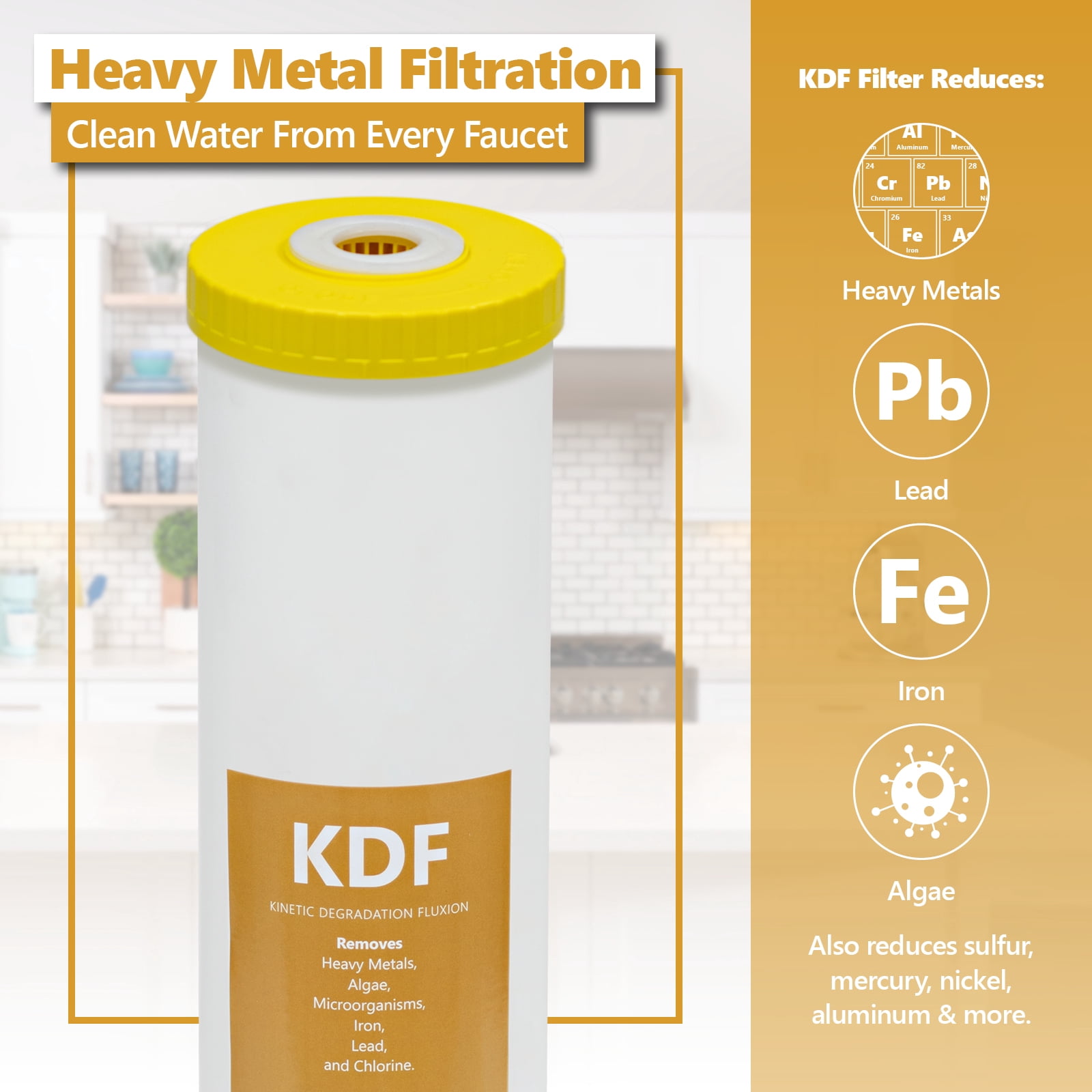 Kinetic Degradation Fluxion Replacement Filter ? KDF Catalytic Carbon Large Capacity Water Filter ? Whole House Heavy Metal Filtration ? 4.5? x 20? inch ? 2 Pack