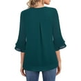 thumbnail image 3 of VEKDONE Womens Tops Dressy Casual 3/4 Tiered Bell Sleeve Blouses Double Layered Chiffon Work Tunic Shirts Lightweight Breathable V-Neck Shirt, 3 of 5