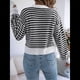 thumbnail image 4 of Suéteres Tipo Cárdigan de Rayas de Larga para Mujer, Suéteres de Punto con Botones Cortos A Rayas, Abrigos de Otoño A con Frente Abierto Negro XL, 4 of 10