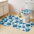 thumbnail image 3 of Blue Moroccan Bathroom Rugs Set Abstract Gradient Gold Blue Geometric Non Slip Absorbent Soft Bath Mats 3 Piece Set with Bathroom Rug, U-Shaped Floor Mat, Toilet Seat Cover Large Size, 3 of 9
