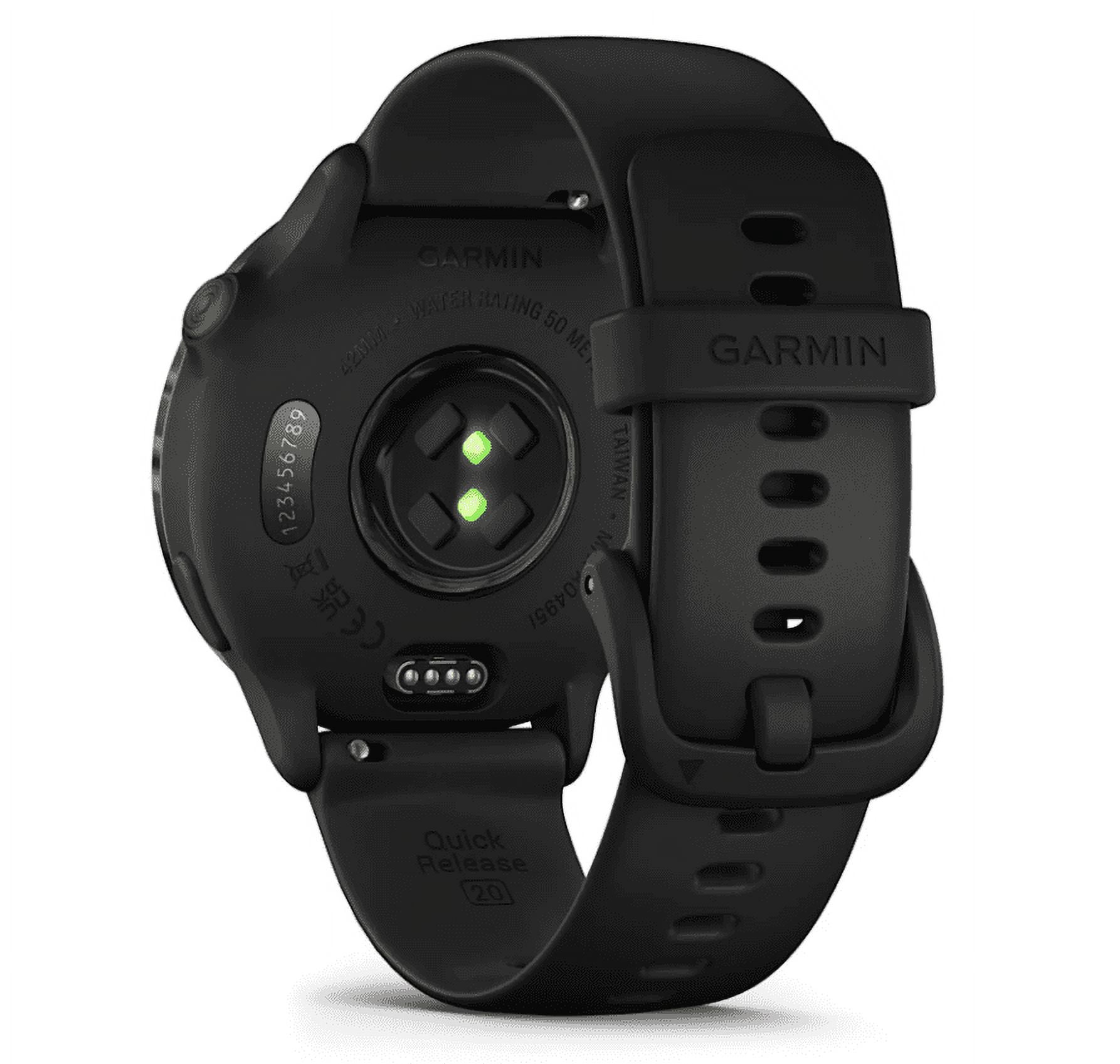 Garmin Vivoactive 6 - Health & Wellness GPS Smartwatch, 1.2 in Bright AMOLED Display, Slate with Black Band w/ Wearable4U White EarBuds Bundle