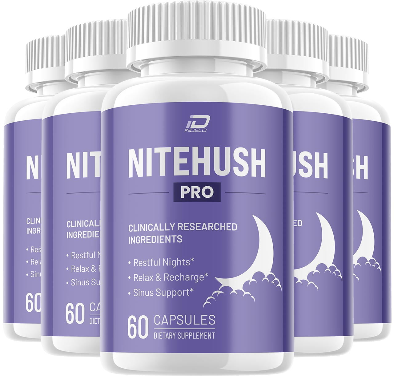 NiteHush Pro - Premium Nighttime Support Capsules, All-Natural Relaxation and Balanced Well-Being, 5 Pack, 300 Capsules