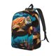 thumbnail image 1 of Disketp Colorful Flower Sea Turtle print Canvas Backpack Lightweight Travel Daypack Student Rucksack Laptop Backpack-, 1 of 5