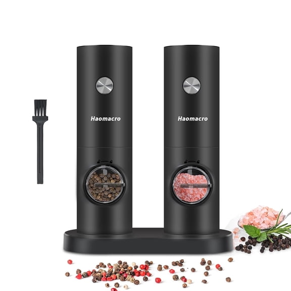 Electric Salt and Pepper Grinder Set - Rechargeable Automatic Salt and Pepper Shakers, Kitchen Appliances with External Adjustable Coarseness, Larger Hopper for Cooking, Home Gifts