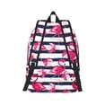 thumbnail image 2 of Honeii Dark Blue Stripes and Flamingos Print Canvas College Laptop Backpack, Durable Rucksack Travel Notebook Bag School Backpack Book Bag for Men Women-Small, 2 of 7