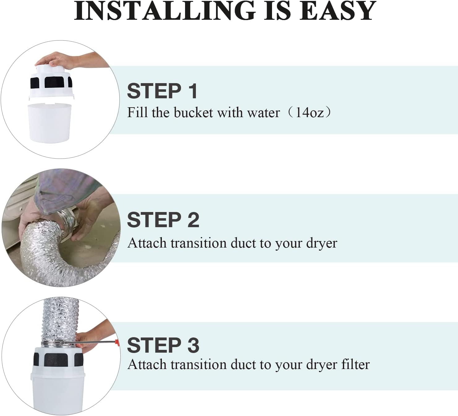 Aniceparthy 3 in 1 Indoor Dryer Vent Kit Lint Trap Bucket Dryer Vent,for Electric Dryer with 4-Inch by 5-Feet Proflex Duct (Silver)