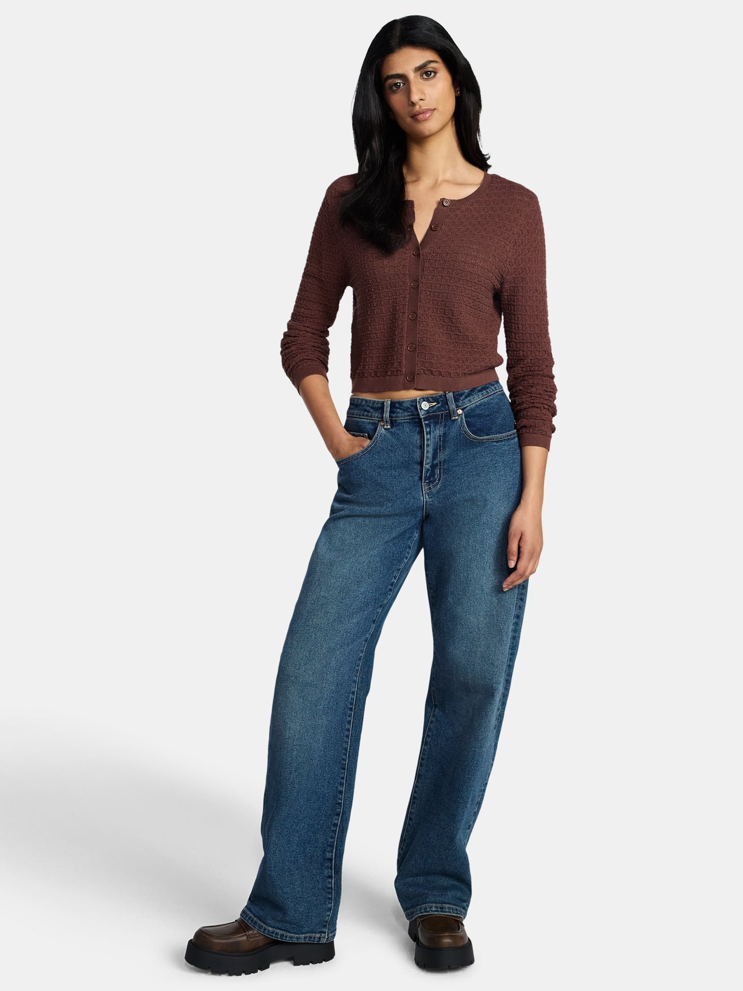 Madden NYC Women's Cotton Crochet Sweater Cardigan, Sizes XXS-XXL