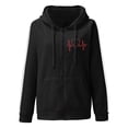 thumbnail image 4 of Long Sleeve Tops for Women Winter Comfy Hooded Bubble One Shoulder Hoody Heart Print Zip-Up Polyester Hoodie Hoodies(Black,XL), 4 of 4