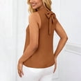thumbnail image 4 of Women's Elegant Sleeveless Blouses Tie Back Pleated Dressy Work Tops Business Casual Outfits Ruffle Trim Mock Neck Sleeveless Summer Blouses Shirts Tank Tops, 4 of 7
