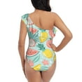 thumbnail image 5 of Goofa Bright Peach Pattern Women's One Piece Swimsuits Tummy Control Bathing Suits Asymmetric One Shoulder Swimwear-Small, 5 of 6