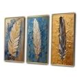 thumbnail image 3 of Designart "Exquisite Boho Glam Blue Feather Painting" Feathers Framed Wall Art Set Of 3 - Gold Modern Frame Gallery Set For Office Decor, 3 of 6