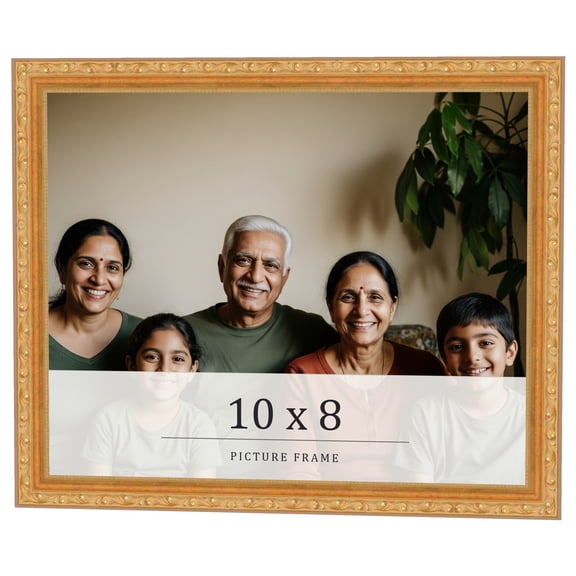 10x8 Frame Gold Solid Wood Picture Frame Width 1.125 Inches | Interior Frame Depth 0.375 Inches |