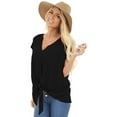 thumbnail image 6 of Anbech Women V Neck Pocket Shirts Bowknot Casual Loose Summer Short Sleeves Tshirt Tops, 6 of 7