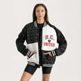 thumbnail image 3 of Women's Gameday Couture  Black D.C. United Refined Rivalries Rhinestone Raglan Full-Snap Varsity Bomber Jacket, 3 of 7