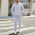thumbnail image 7 of Domuza Men Sweatsuits Sets Solid Color Fleece Drawstring Hoodies Pullover & Jogger Sweatpants Workout Casual Jogging Suit Sweat Suits Light Gray L, 7 of 7