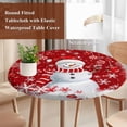 thumbnail image 4 of Red Snowman Christmas Round Tablecloth, Fitted Table Cover with Elastic for 36"-44" Round Tables, Xmas Balls Snowflake Table Cloth Outdoor Indoor Dinning Party Waterproof Tablecloths, 4 of 7