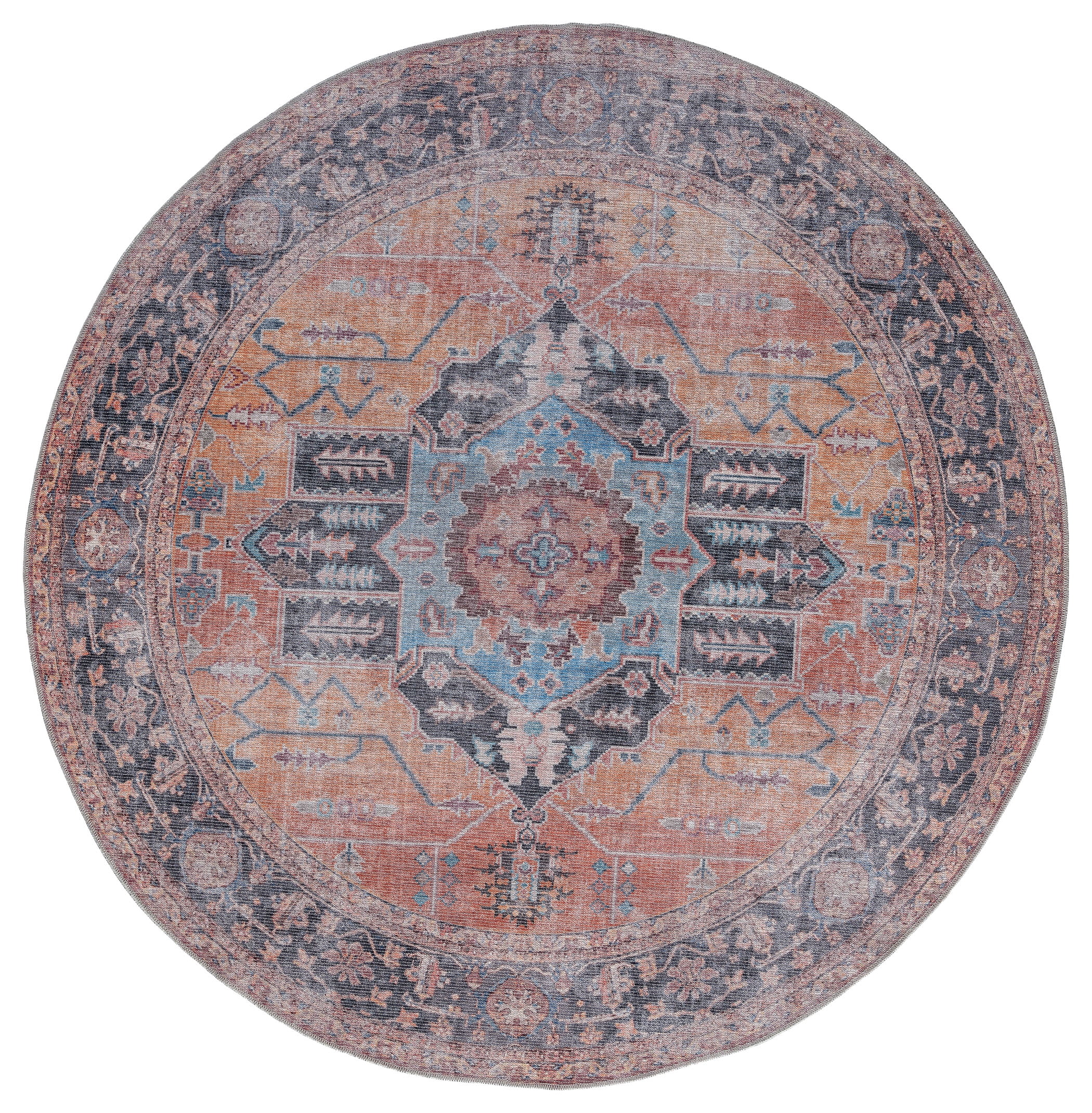 United Weavers Charm Holy Transitional Medallion Round Area Rug, Terracotta, 7'11" x 7'11"