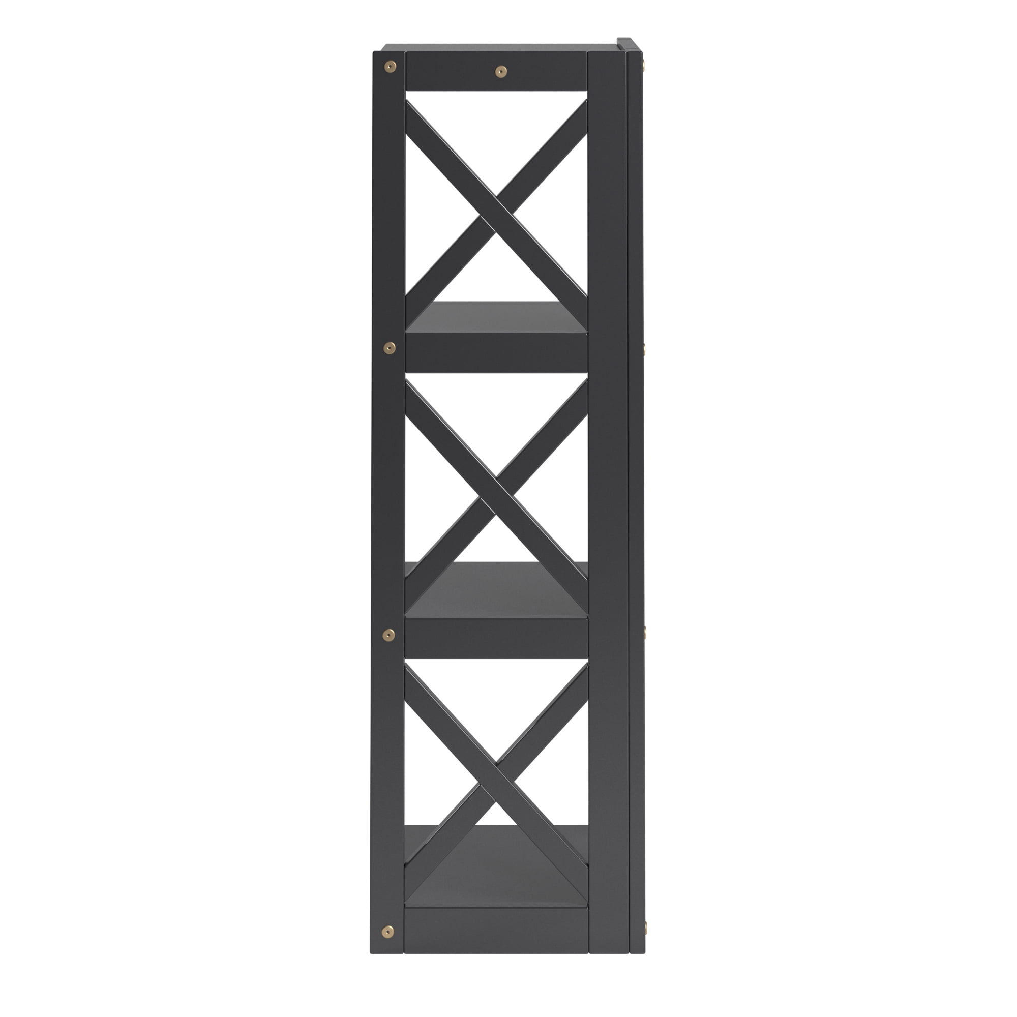 Weston Home Rebecca Wood 3-Shelf Corner Bookcase, Black