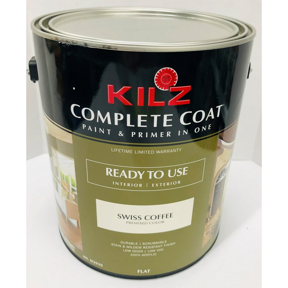 KILZ Complete Flat Coat Paint & Primer In One, Swiss Coffee, 1 Gallon ...