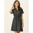 thumbnail image 3 of Vestido Camisero Informal Allegra K Mezclilla Negro S, 3 of 6