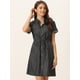 thumbnail image 3 of Vestido Camisero Informal De Mezclilla Con Cintura Con Cordón Y Cuello En Punta Para Mujer Negro XL, 3 of 6